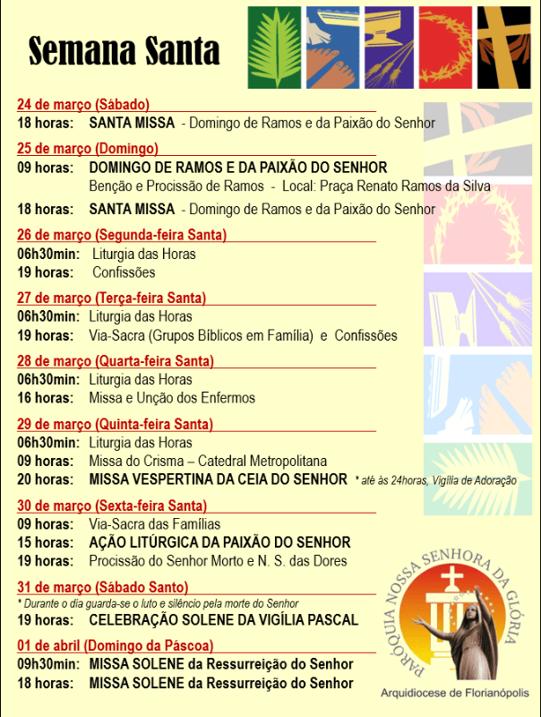 Programação da semana santa